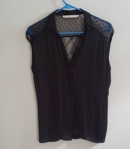 Zara Trafaluc Silky Lace V Neck Top